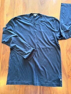 James Perse Long-Sleeve Crew Tee in Navy Blue